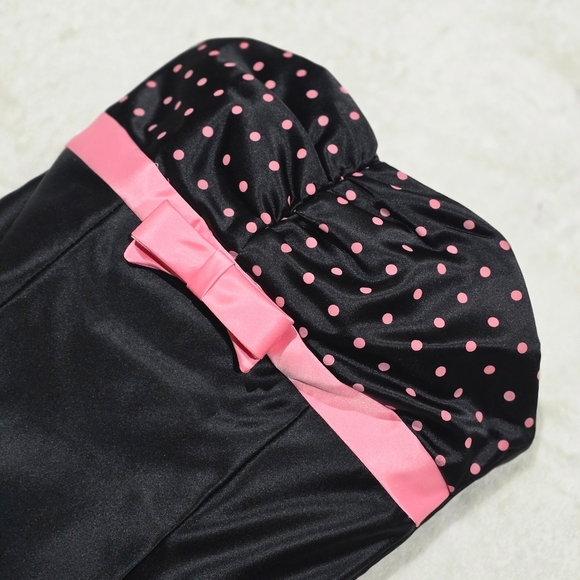 Jessica McClintock ✦ Strapless Bow Dress ✦ Polka Dot Sweetheart Tulle Cocktail S - Picture 7 of 17